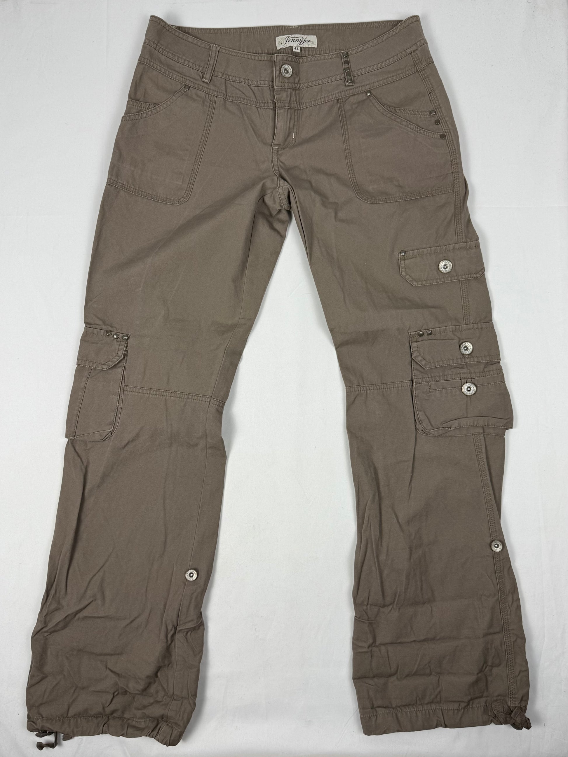 Khaki cotton  low rise cargo baggy pants (XL)