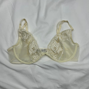 Cream mesh lace balcony vintage bra (95B)