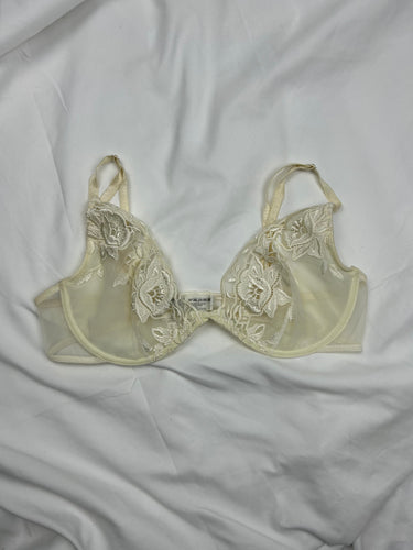 Cream mesh lace balcony vintage bra (95B)