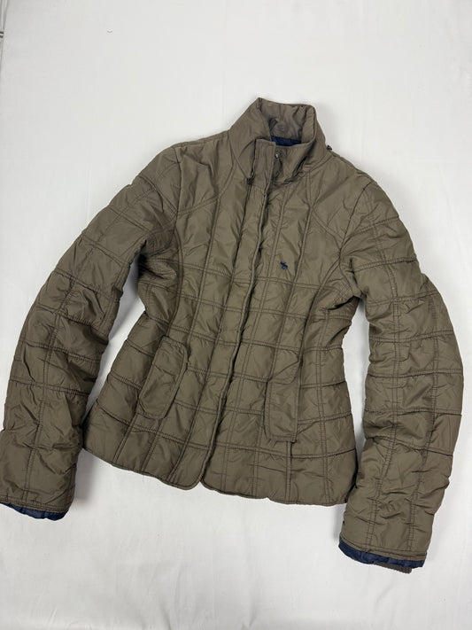 Khaki duck down warm puffer jacket (S)