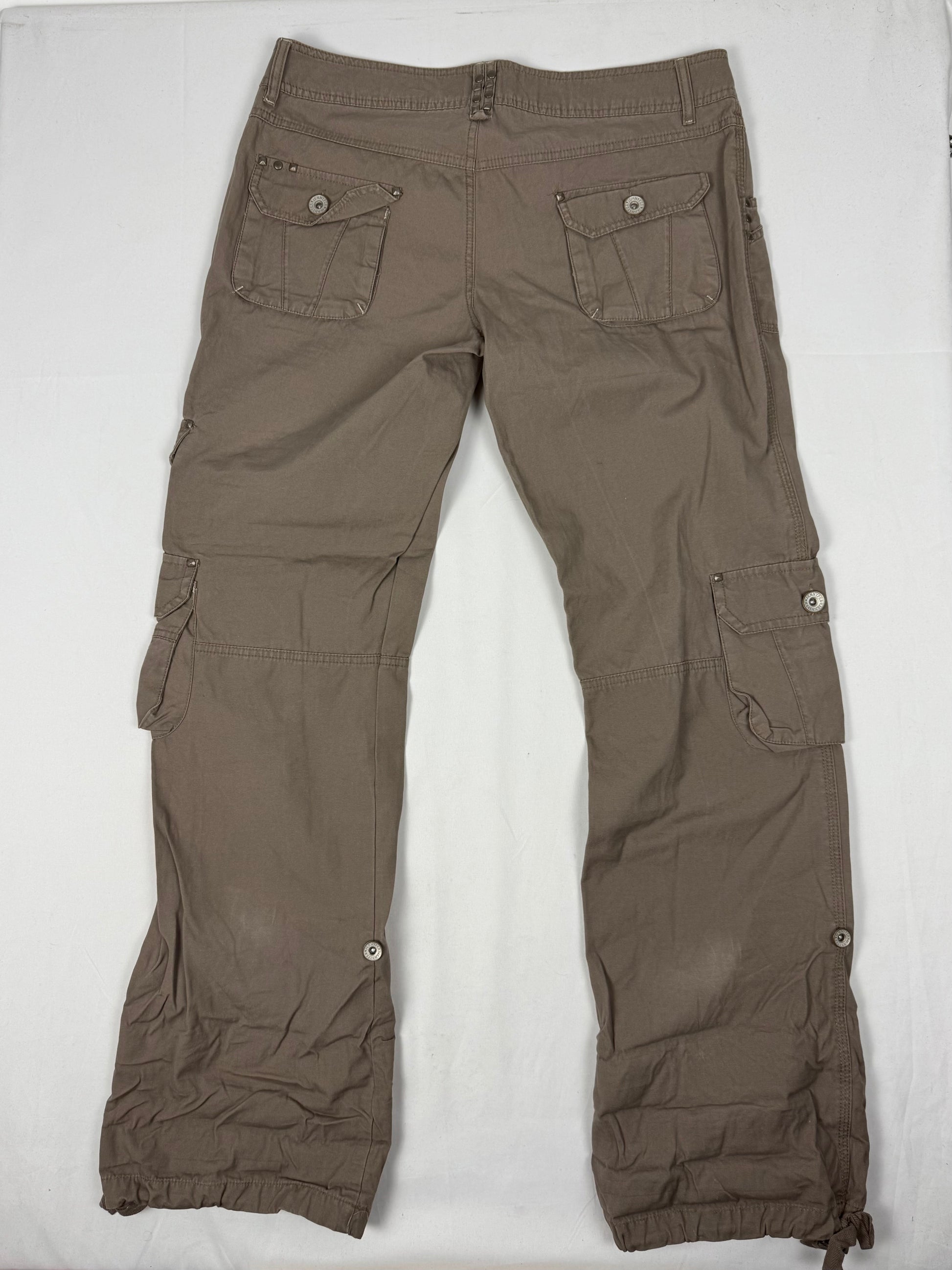 Khaki cotton  low rise cargo baggy pants (XL)