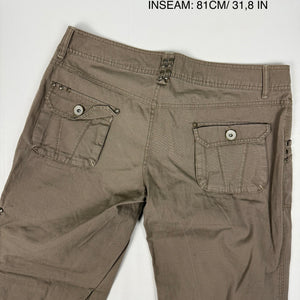 Khaki cotton  low rise cargo baggy pants (XL)