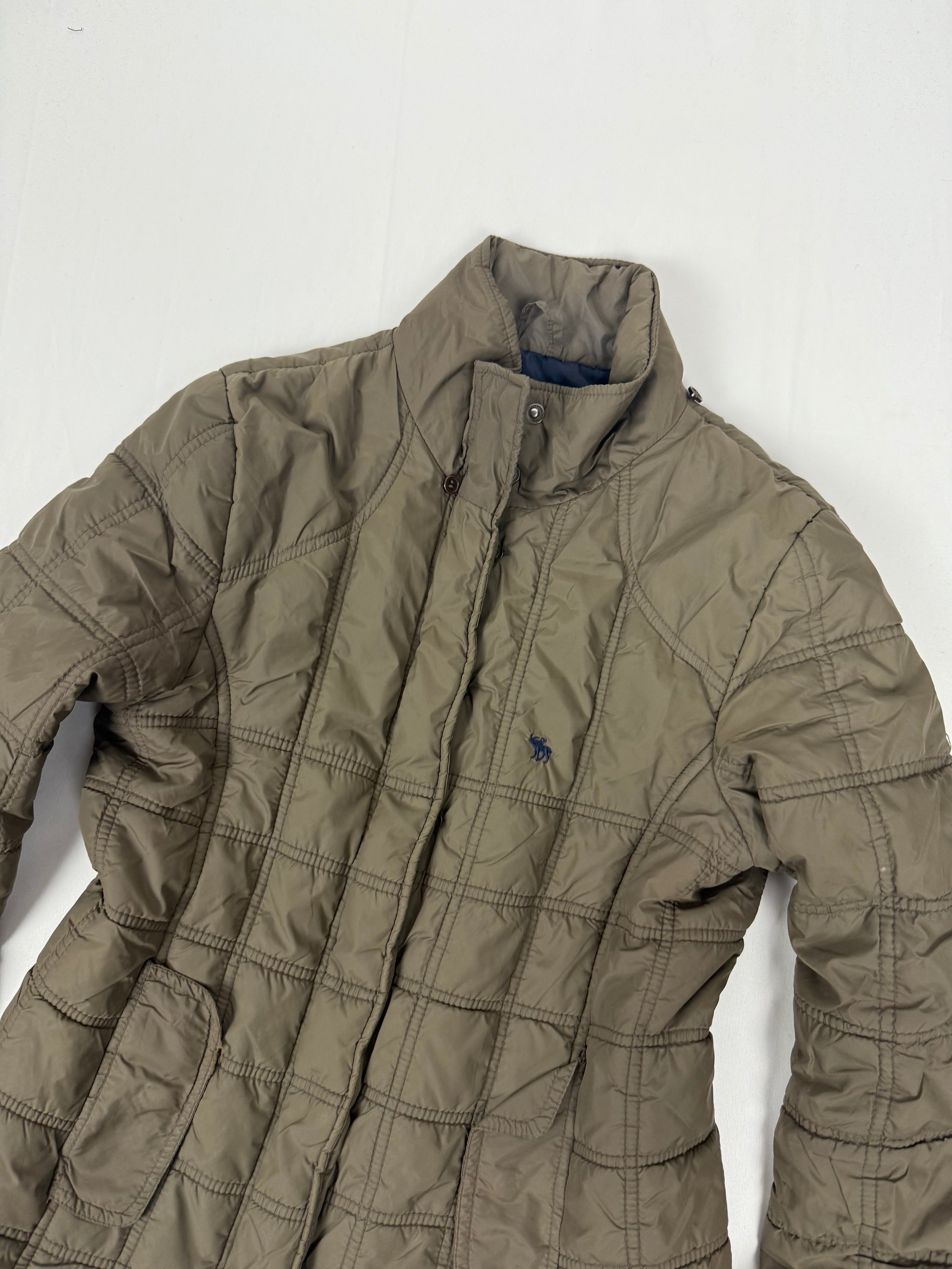 Khaki duck down warm puffer jacket (S)