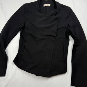 Black zip up tight fit office jacket (S)