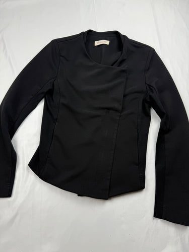 Black zip up tight fit office jacket (S)