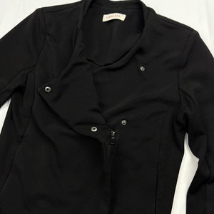 Black zip up tight fit office jacket (S)