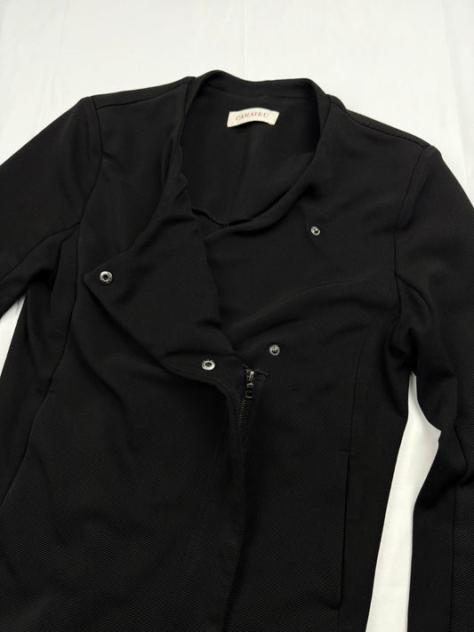 Black zip up tight fit office jacket (S)