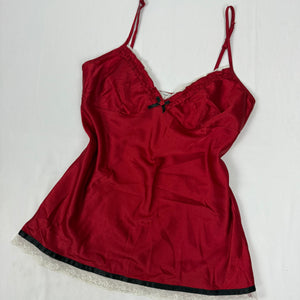 Red silky babydoll cami top (L)