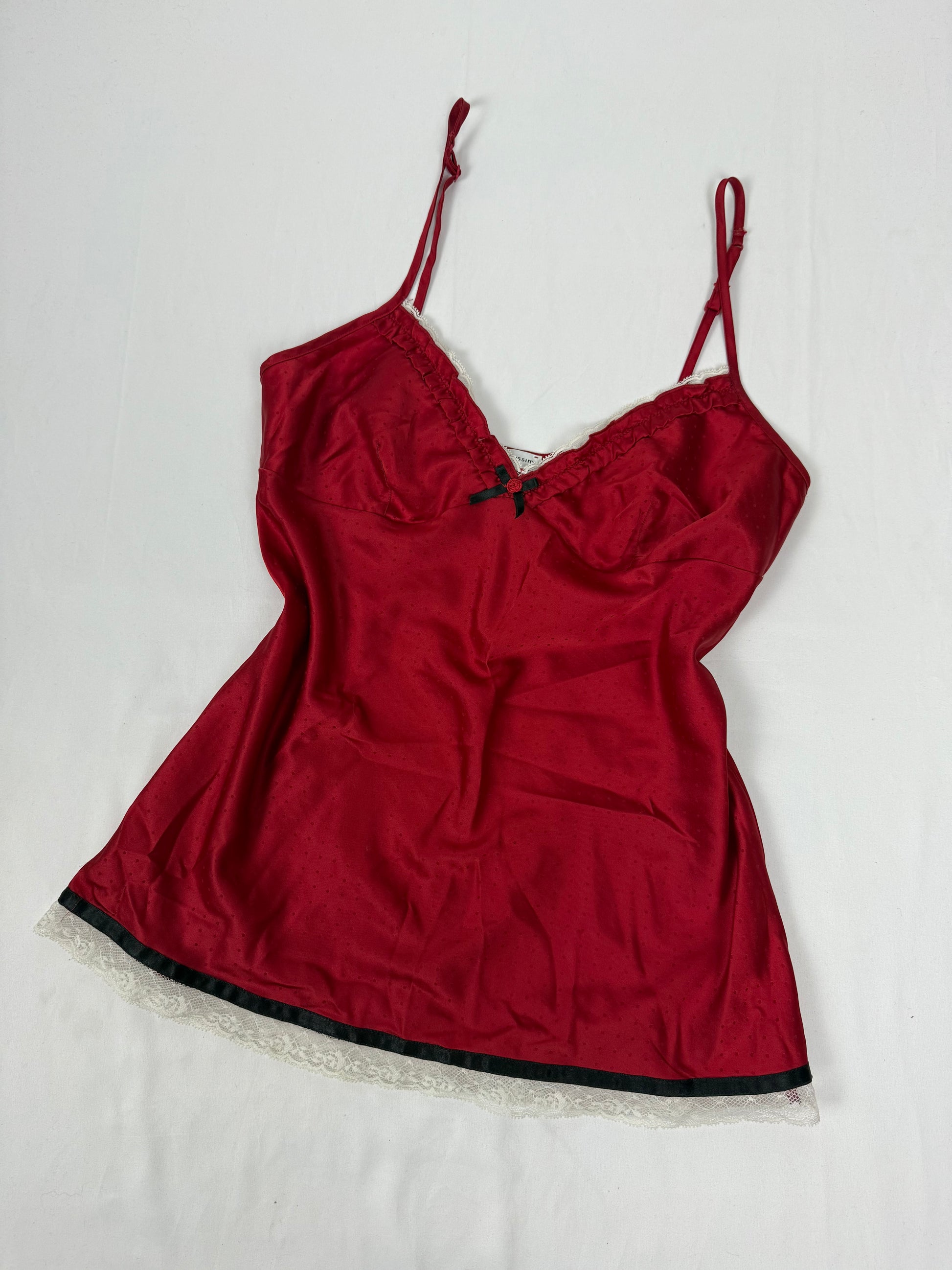 Red silky babydoll cami top (L)