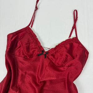 Red silky babydoll cami top (L)