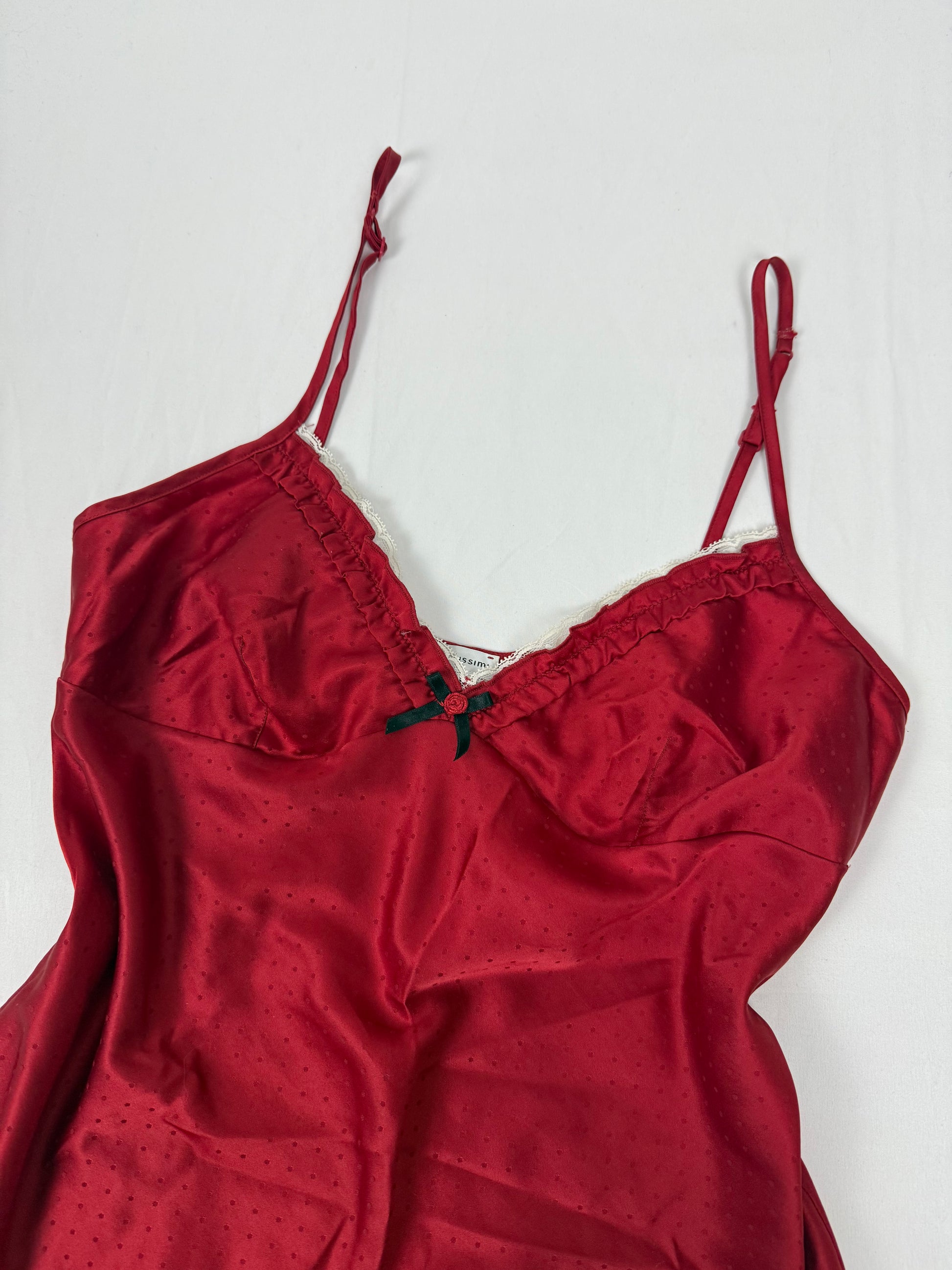 Red silky babydoll cami top (L)