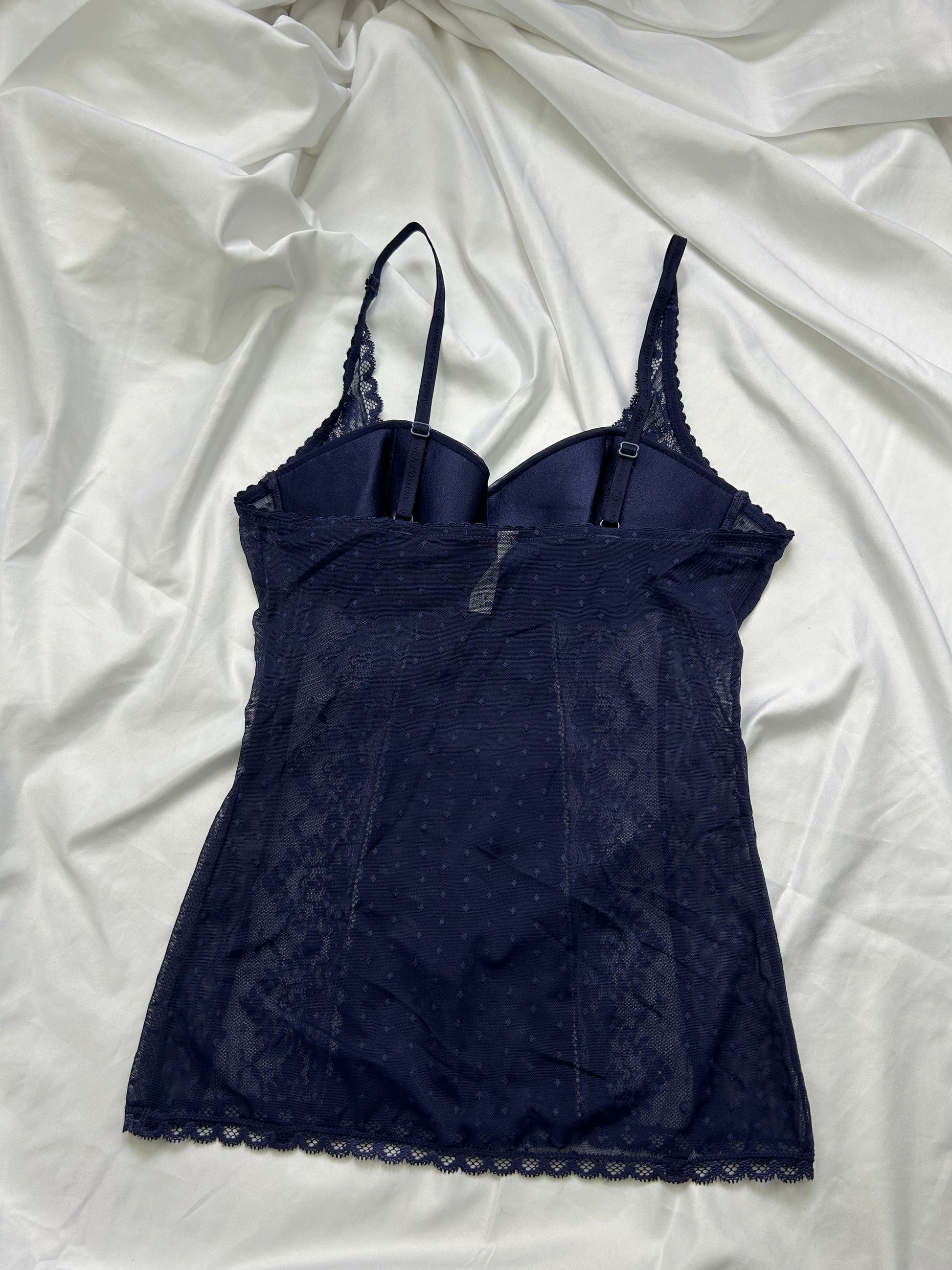 Navy blue bustier mesh top (S)