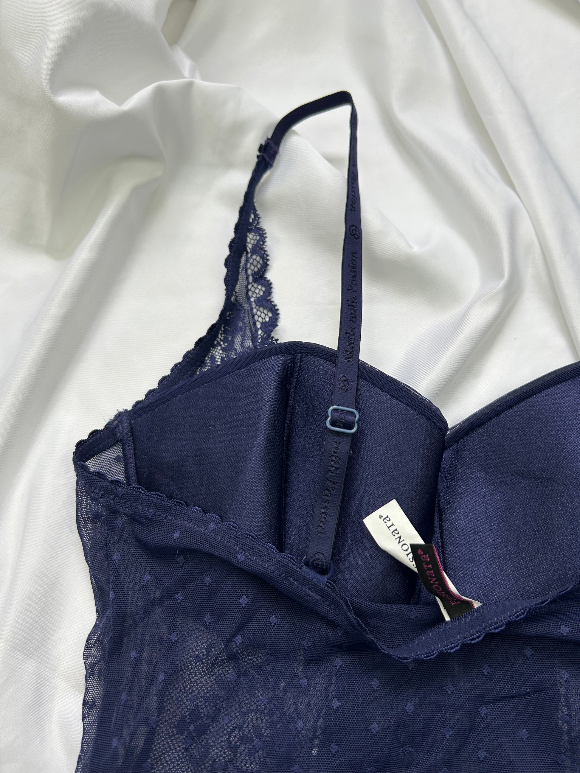Navy blue bustier mesh top (S)