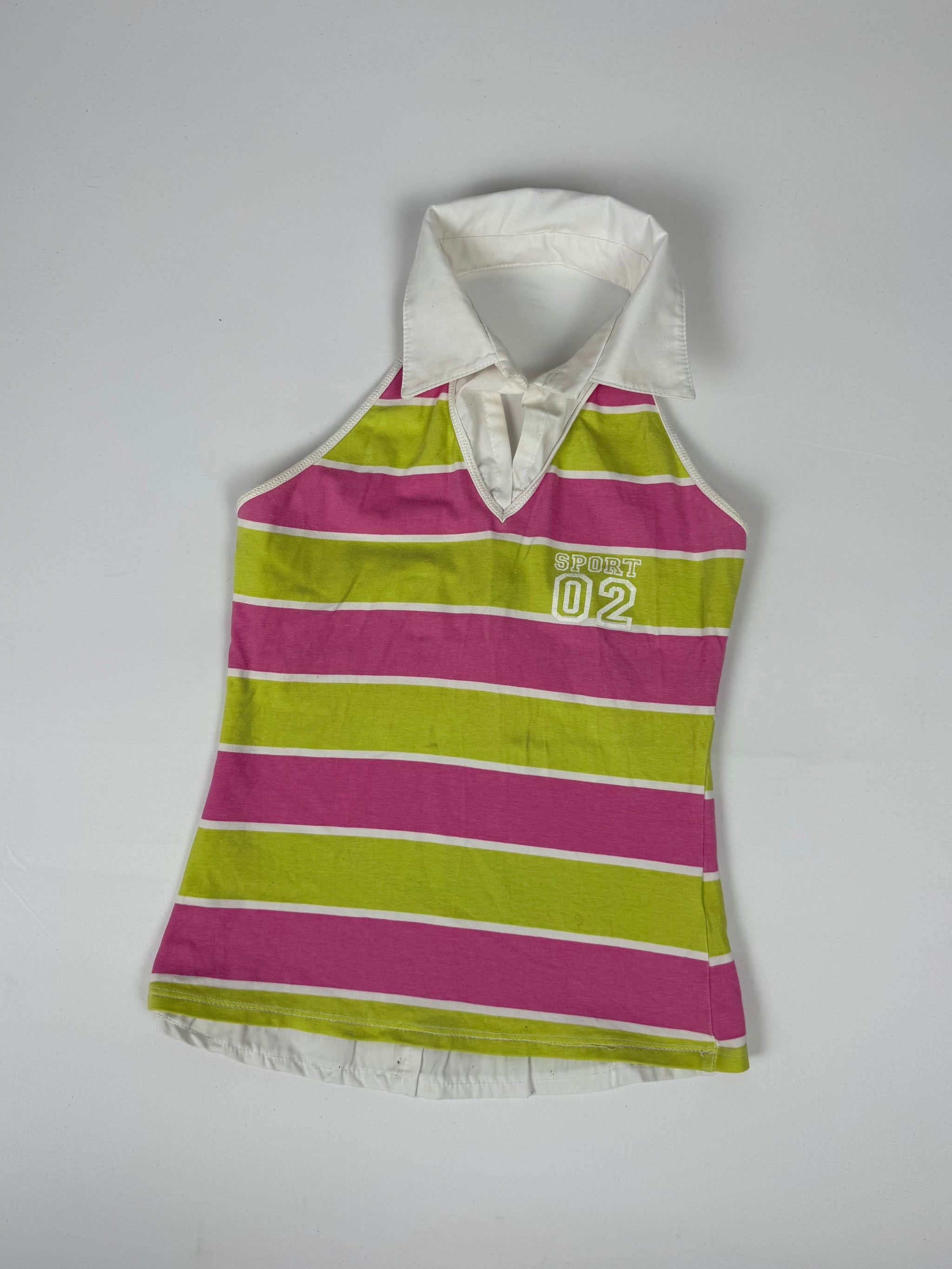 Pink striped halter top (S)