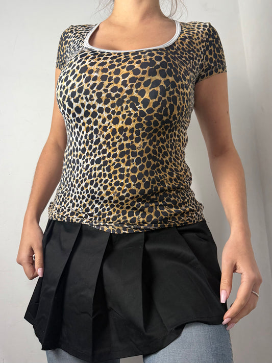 Panther print lycra tight fit tee (XS/S)
