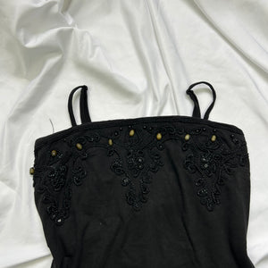 Black embroidered cami top (S)