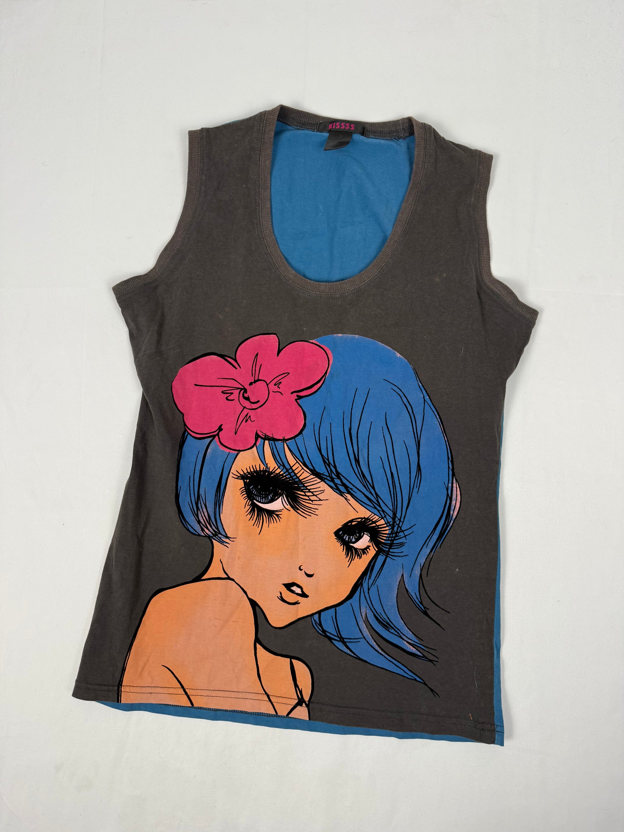 Khaki graphic cotton tank top (XL)