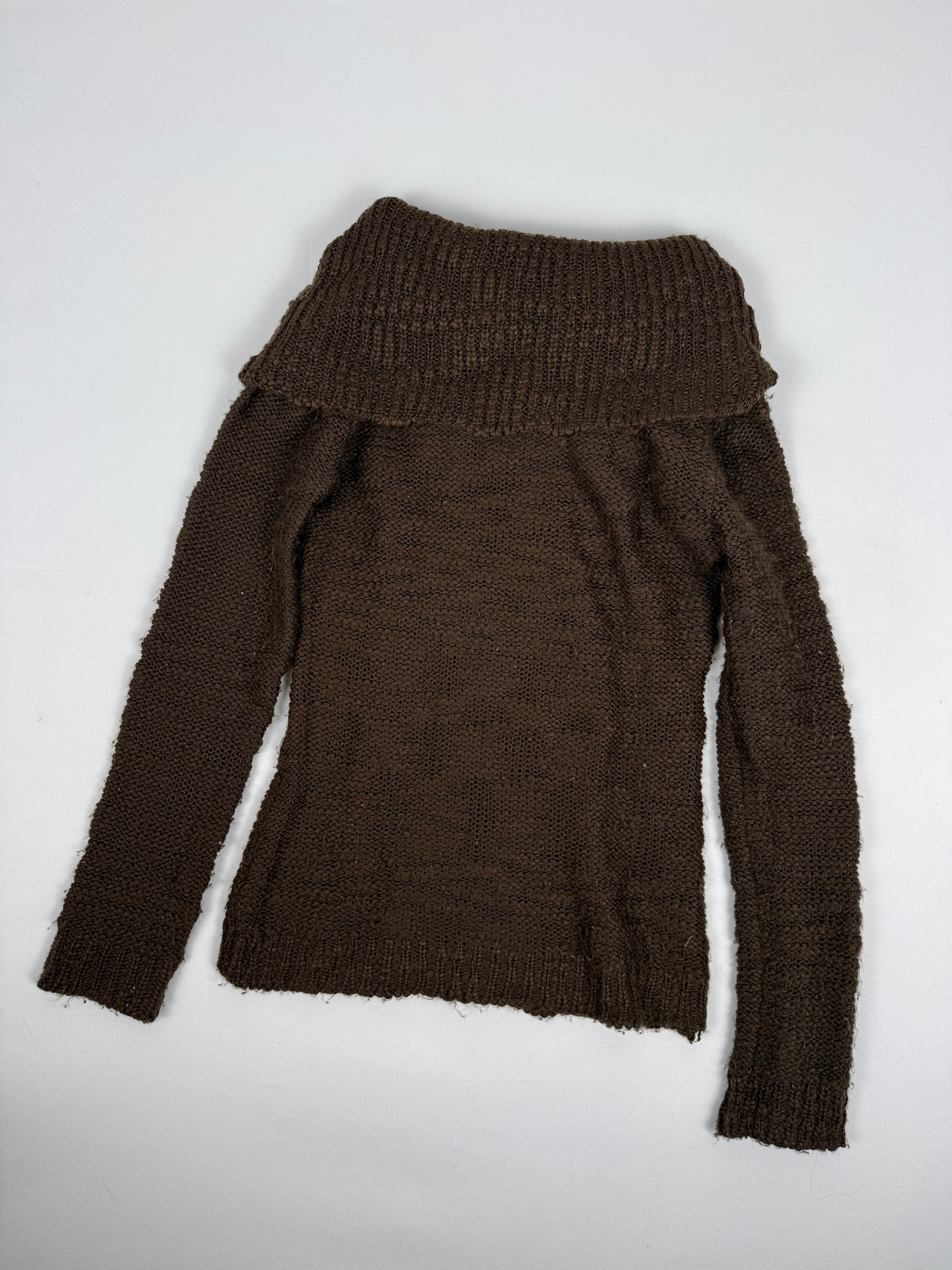 Brown turtleneck tight fit jumper (XS)
