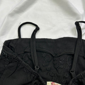Black embroidered cami top (S)