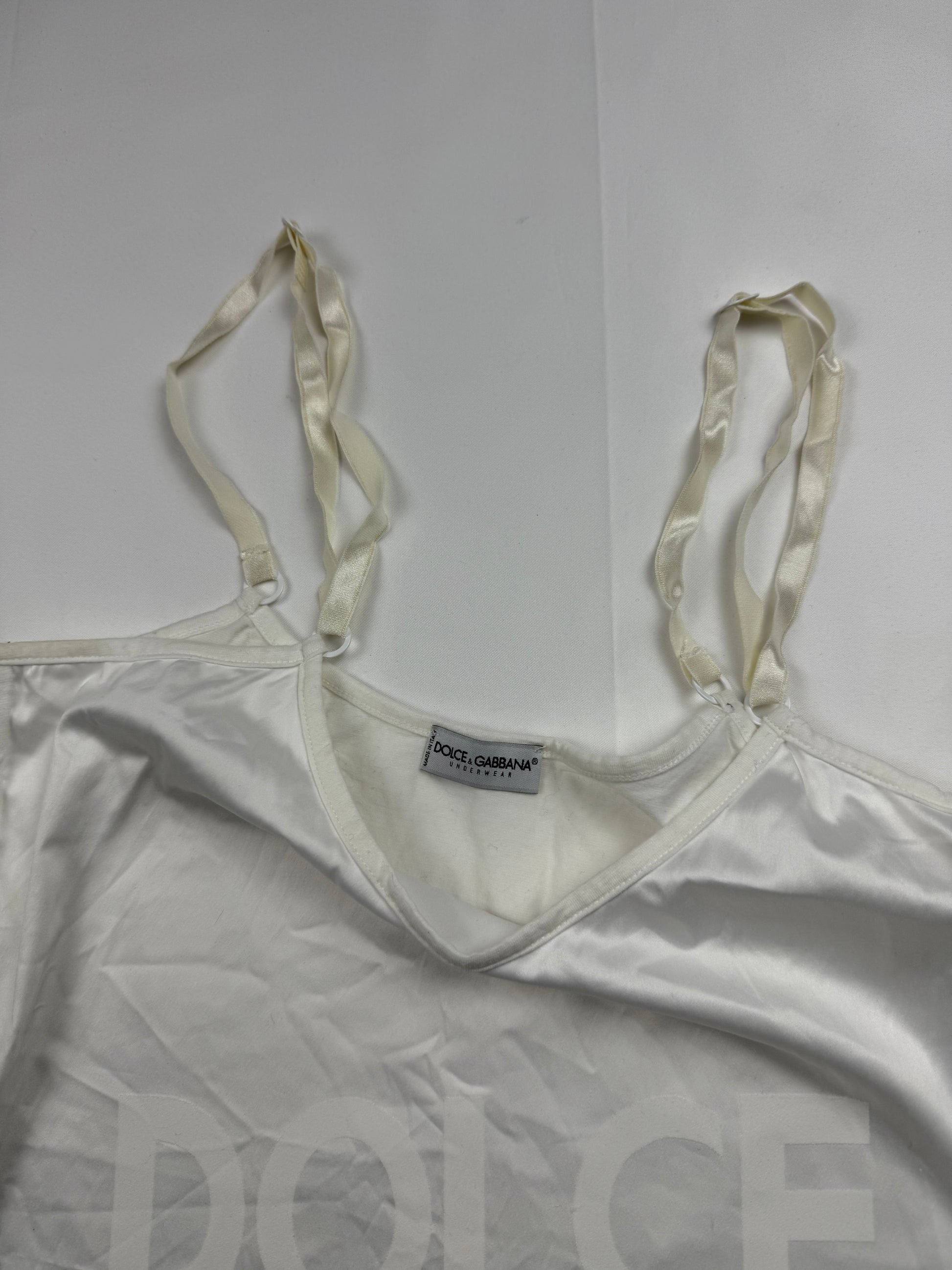 White logo silky tight fit cami top (M)