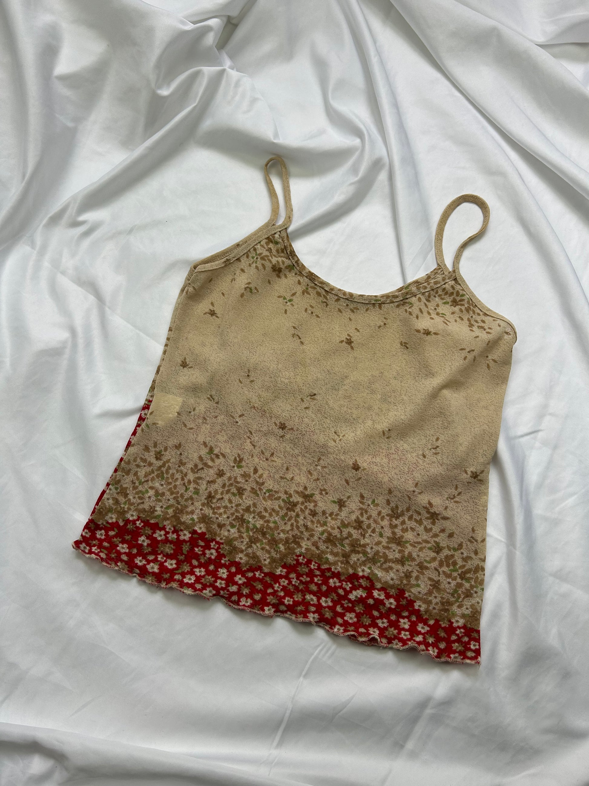 Beige floral cami top (S)