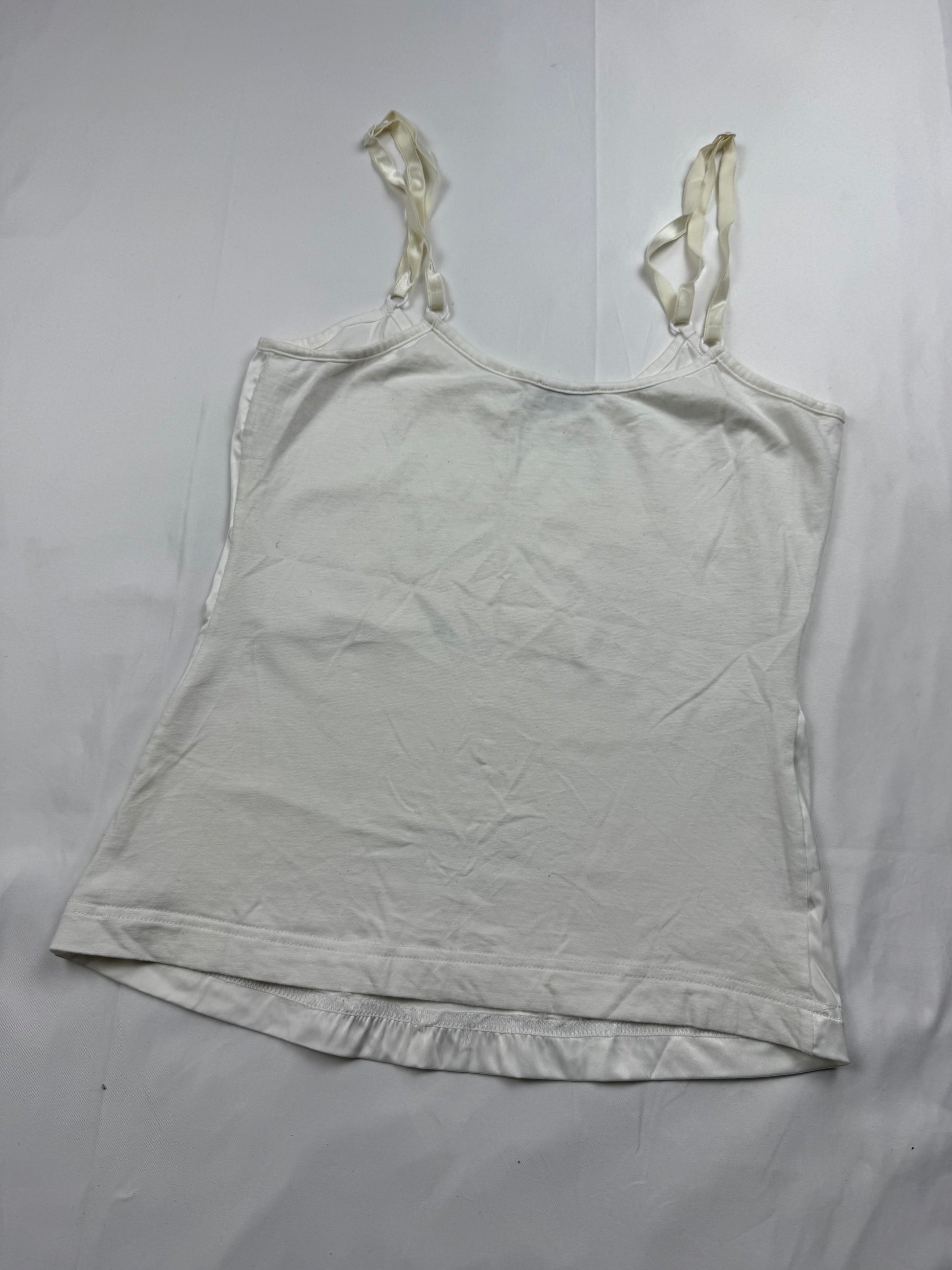 White logo silky tight fit cami top (M)