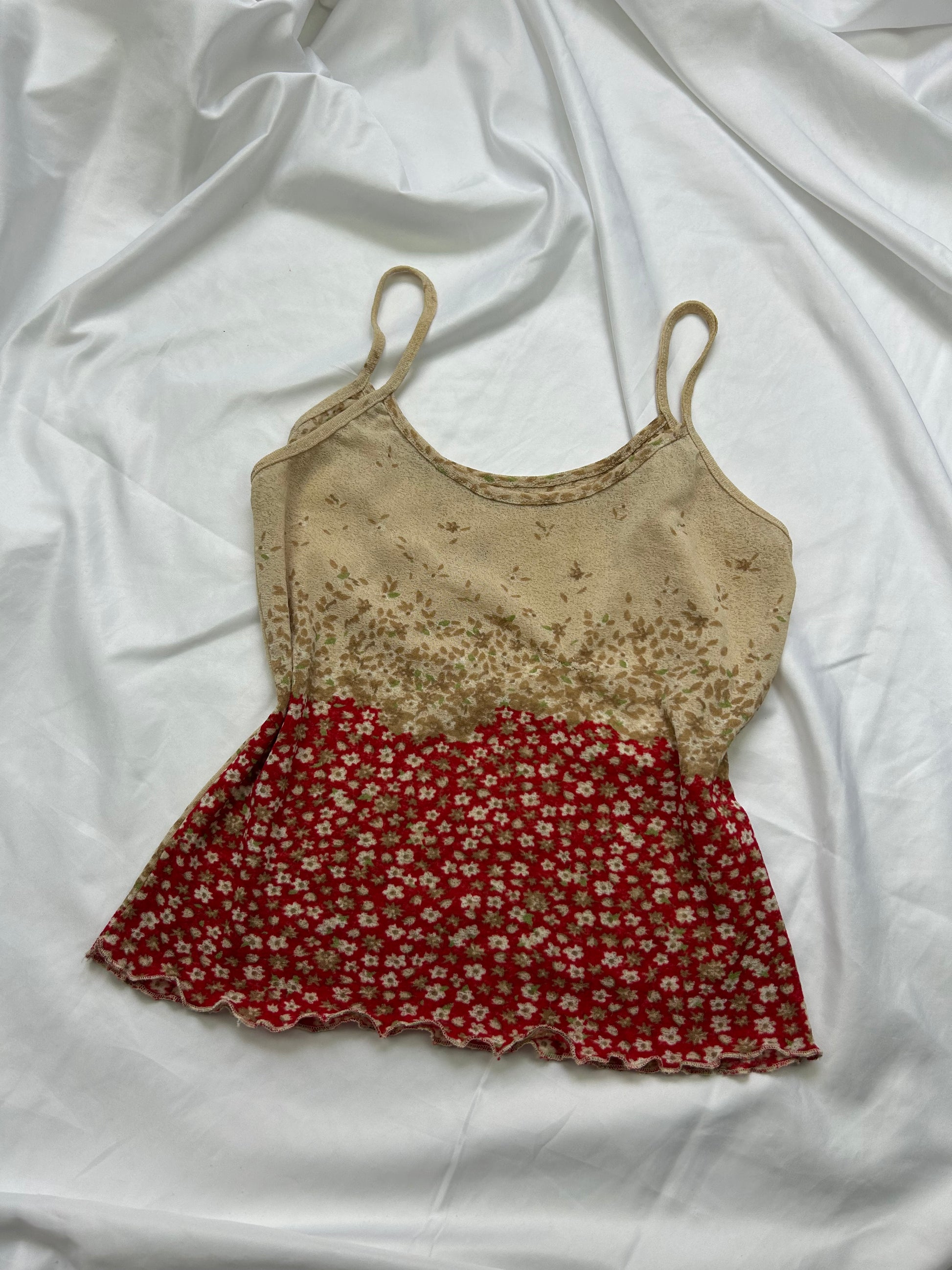 Beige floral cami top (S)