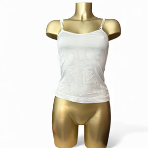 White logo silky tight fit cami top (M)