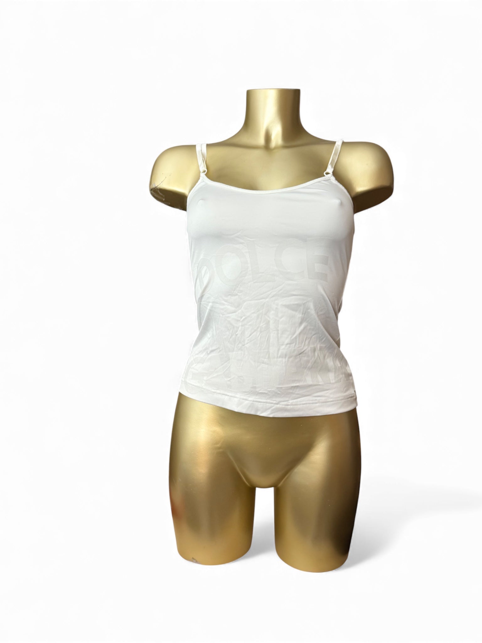 White logo silky tight fit cami top (M)