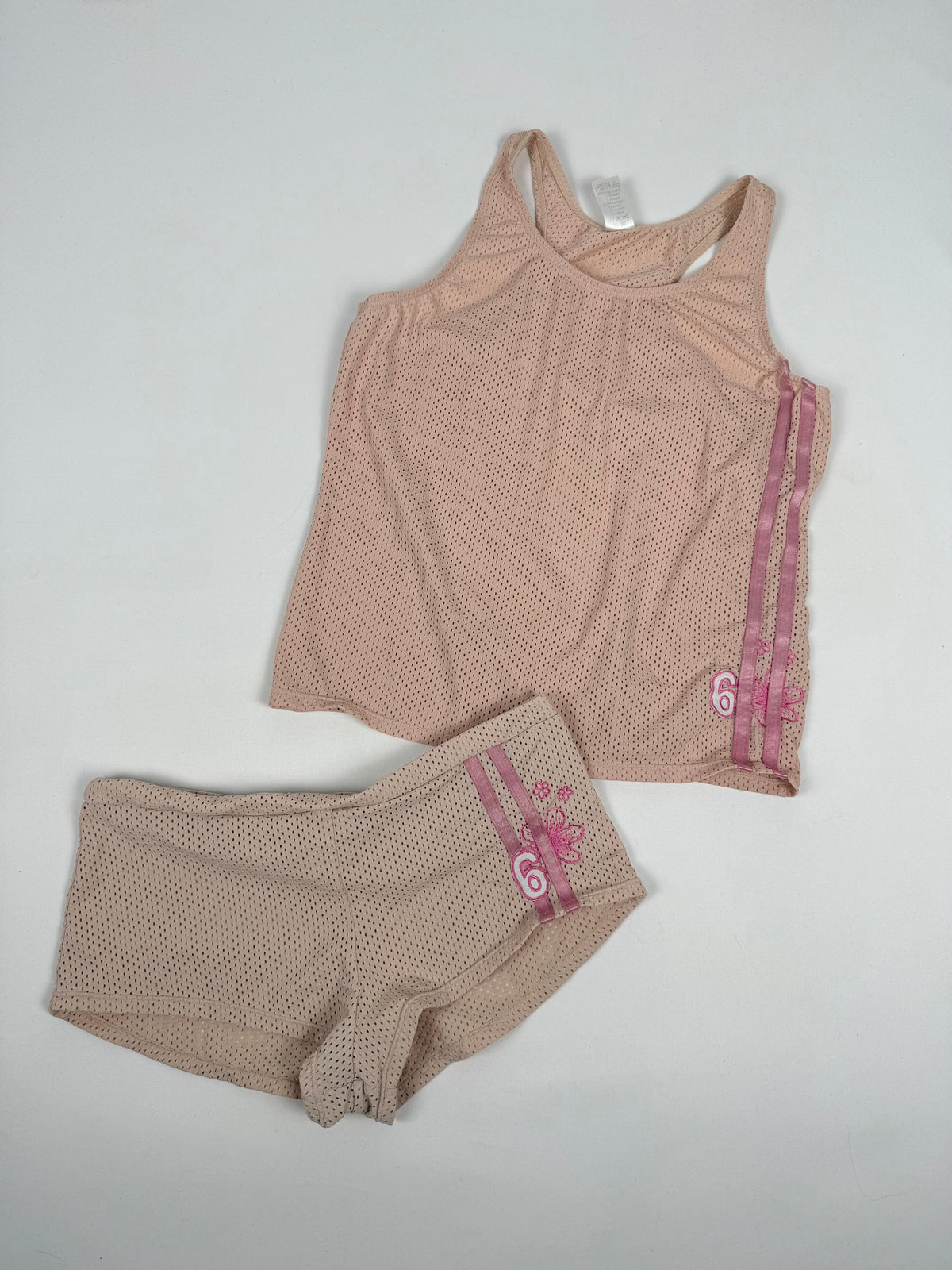 Pink activewear top + shorty set (M)