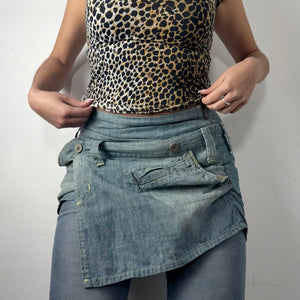 Blue denim low rise mini skirt (XS)