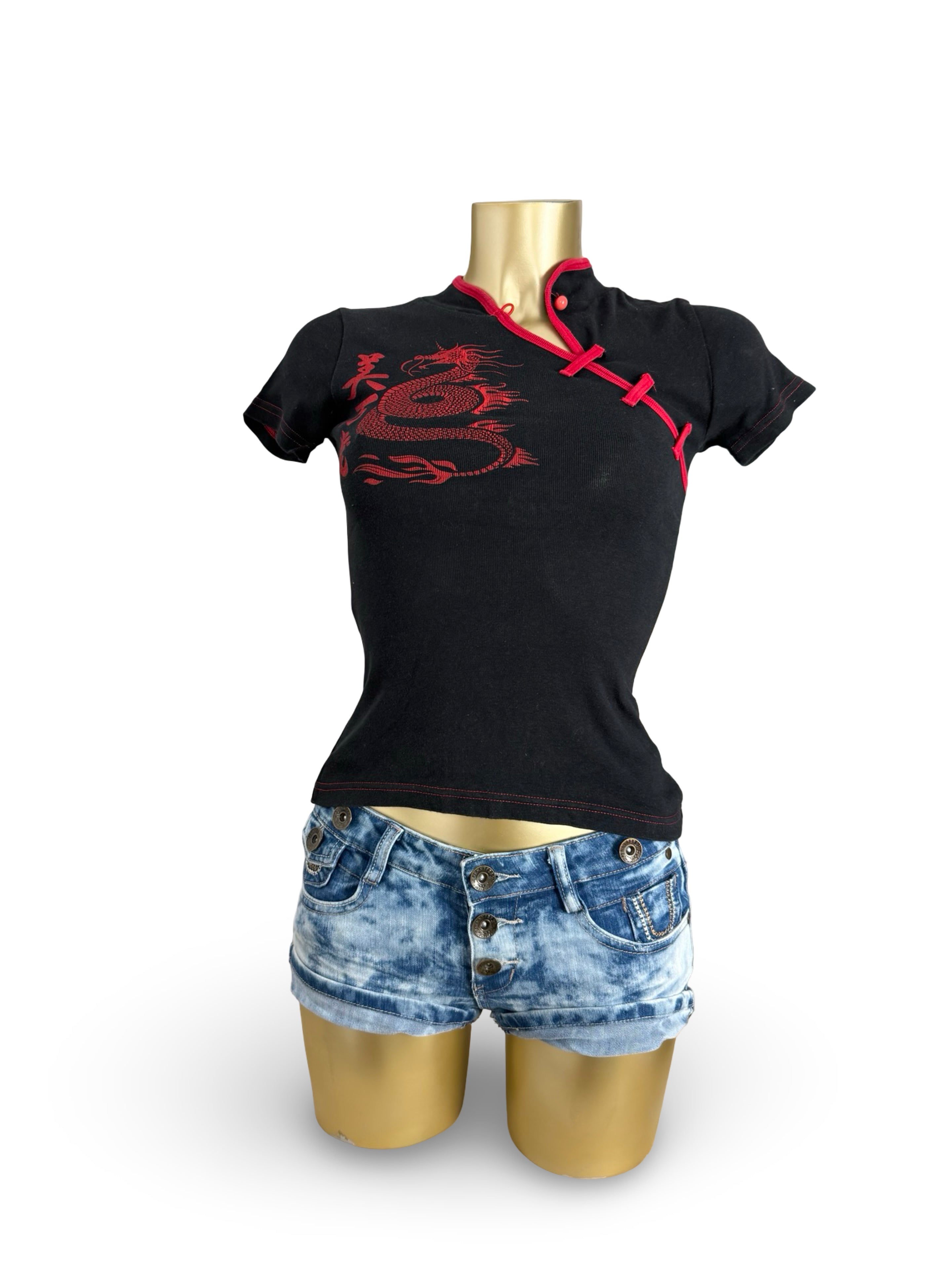 Black tight fit cotton tee (XS)