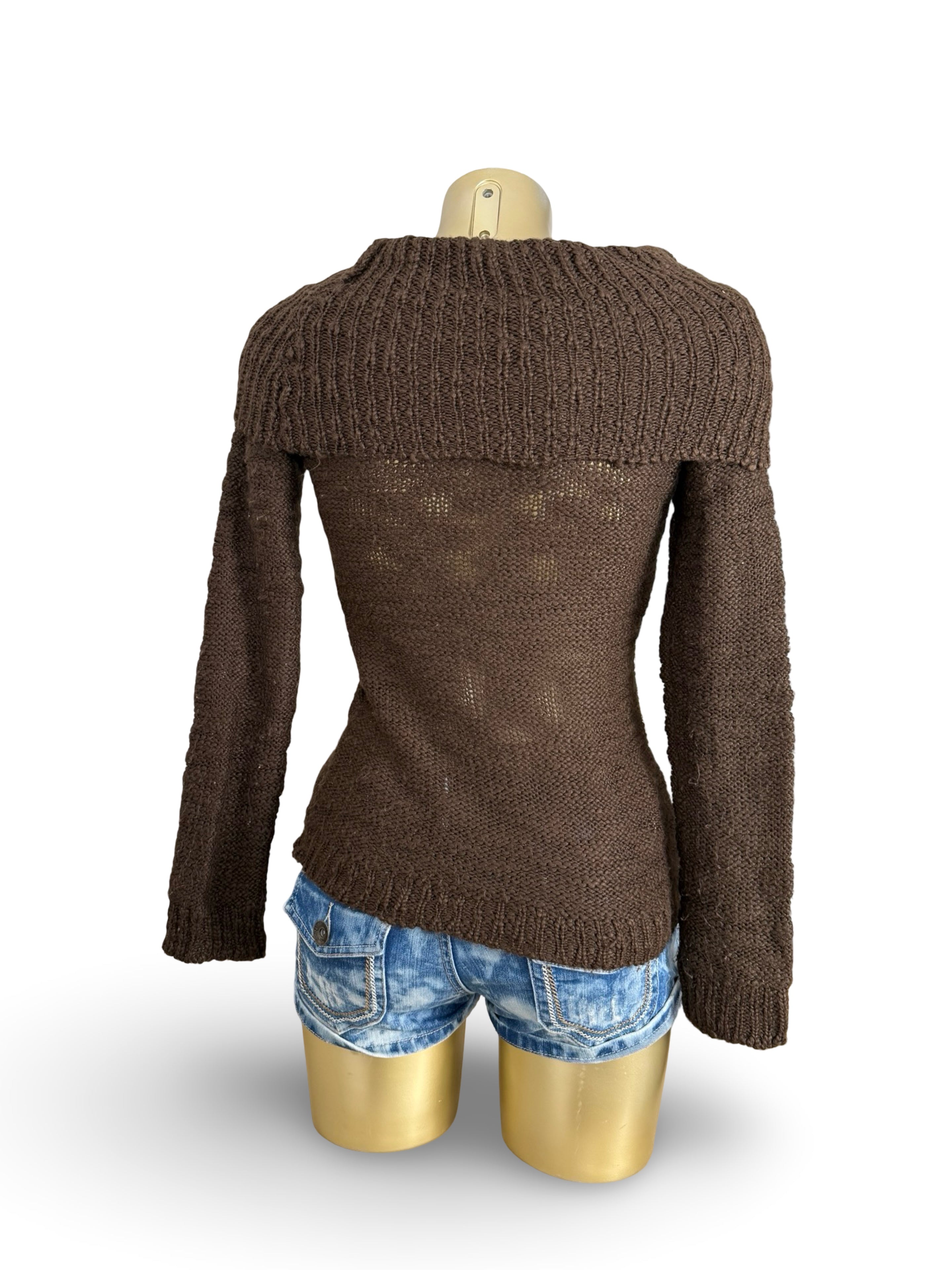 Brown turtleneck tight fit jumper (XS)