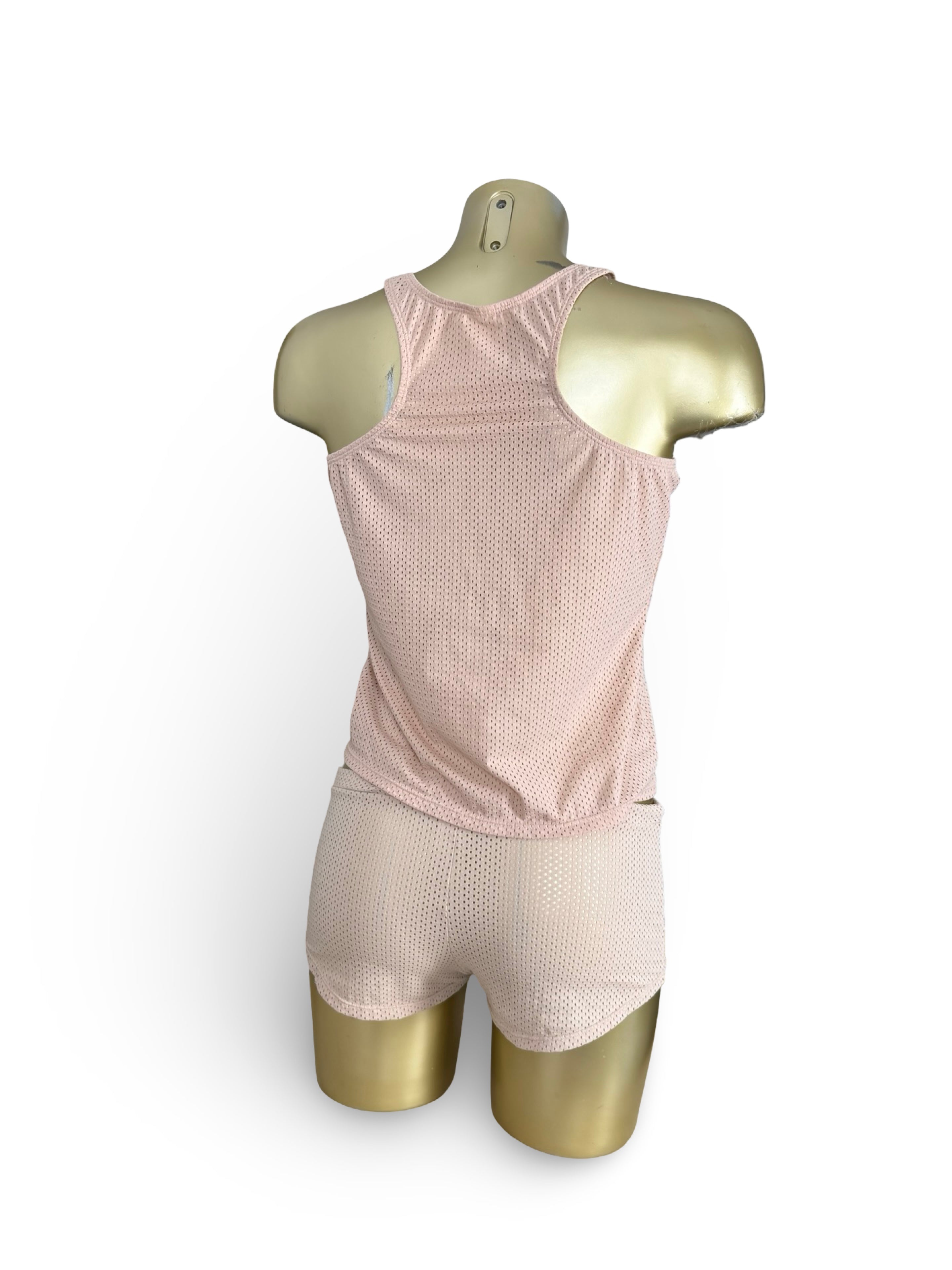 Pink activewear top + shorty set (M)
