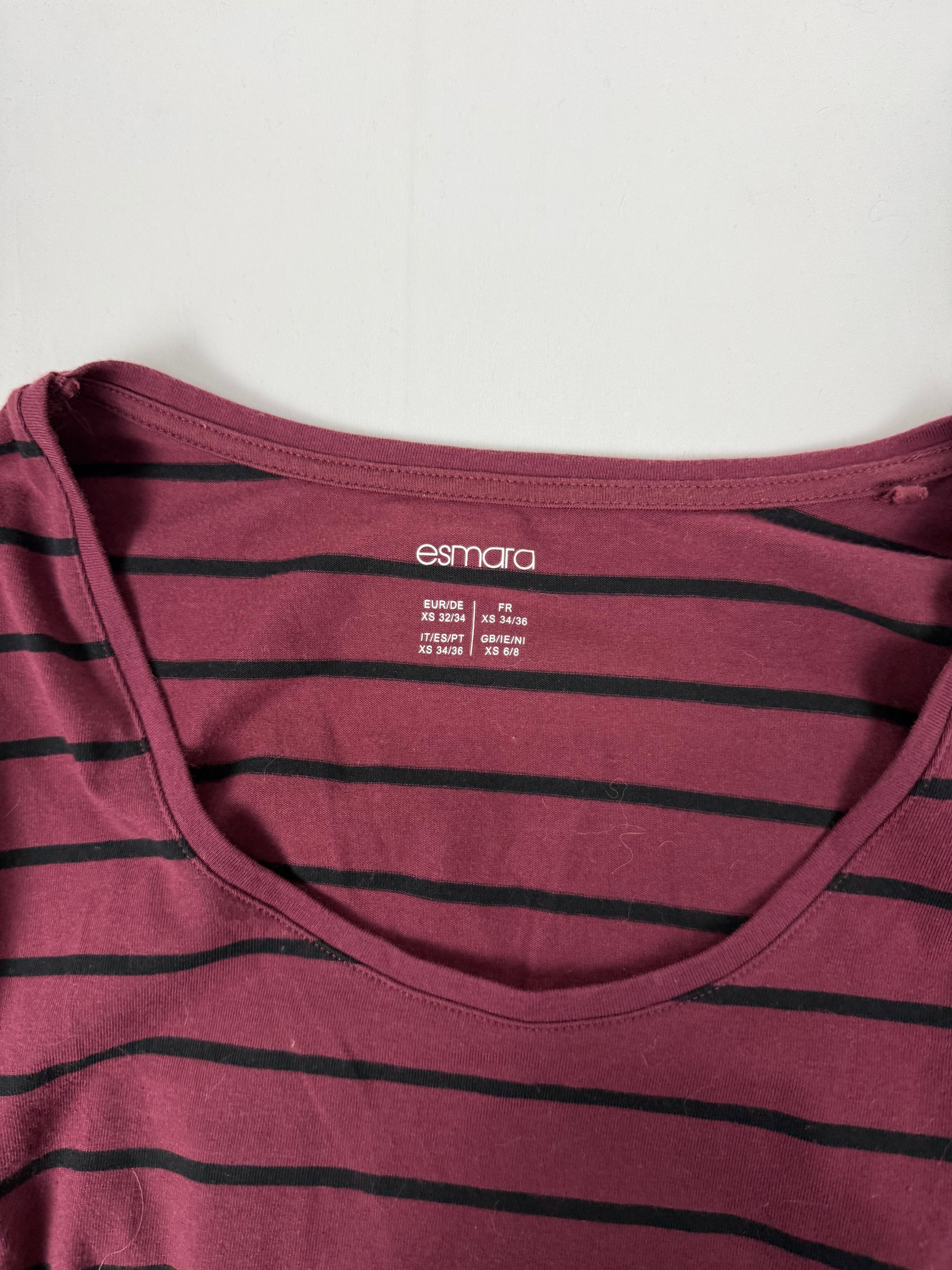 Burgundy striped 100% cotton long sleeves top (M)