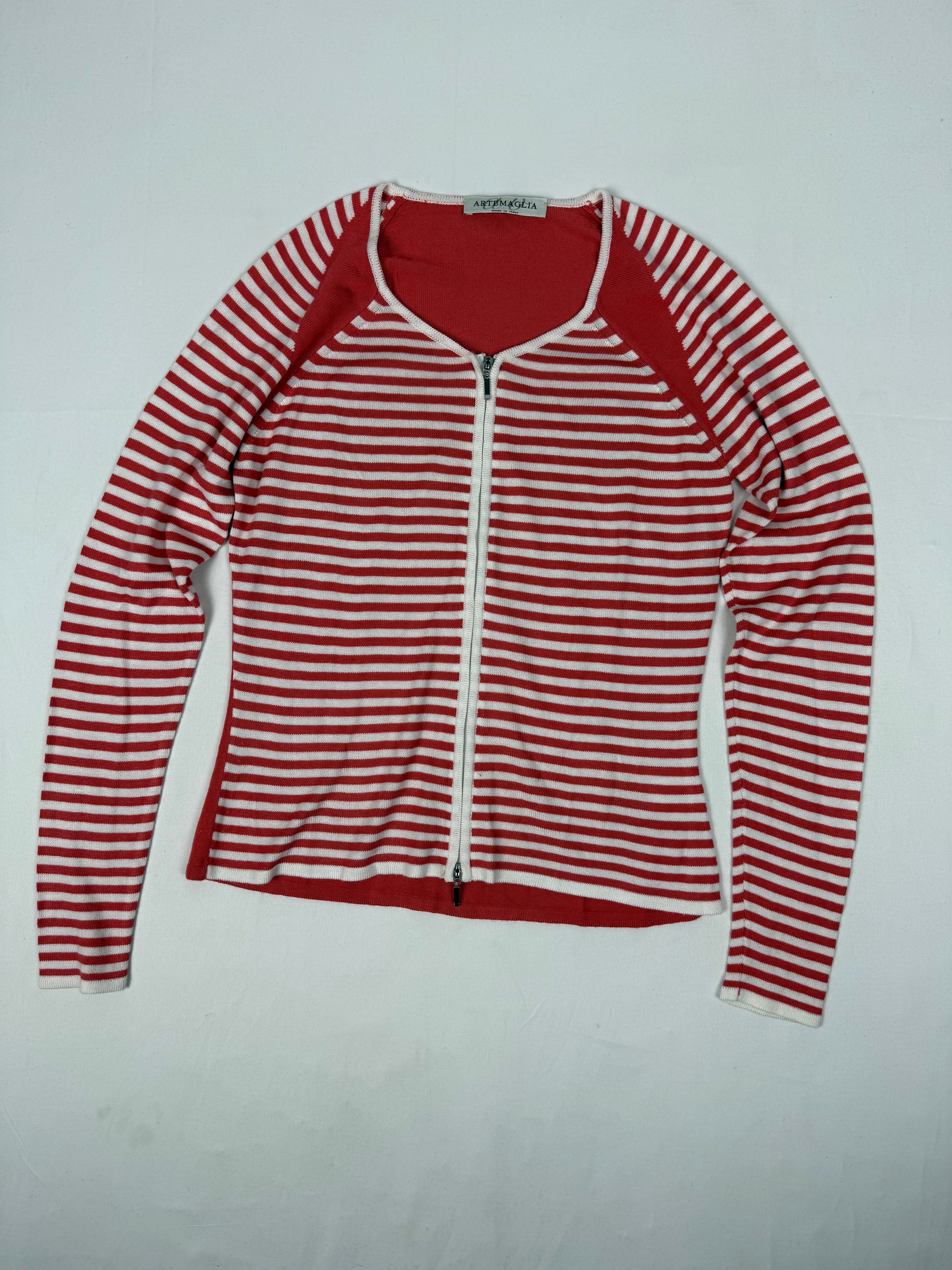 Orange striped zip up jumper (S/M)