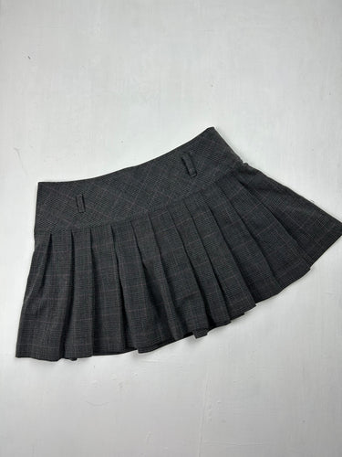 Grey office siren pleated low rise mini skirt (S/M)