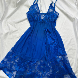 Blue mesh babydoll mini dress (S/M)