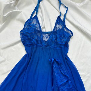 Blue mesh babydoll mini dress (S/M)