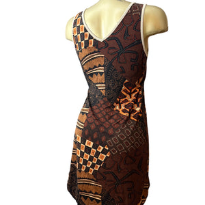 Brown graphic wrapped mini dress (M/L)