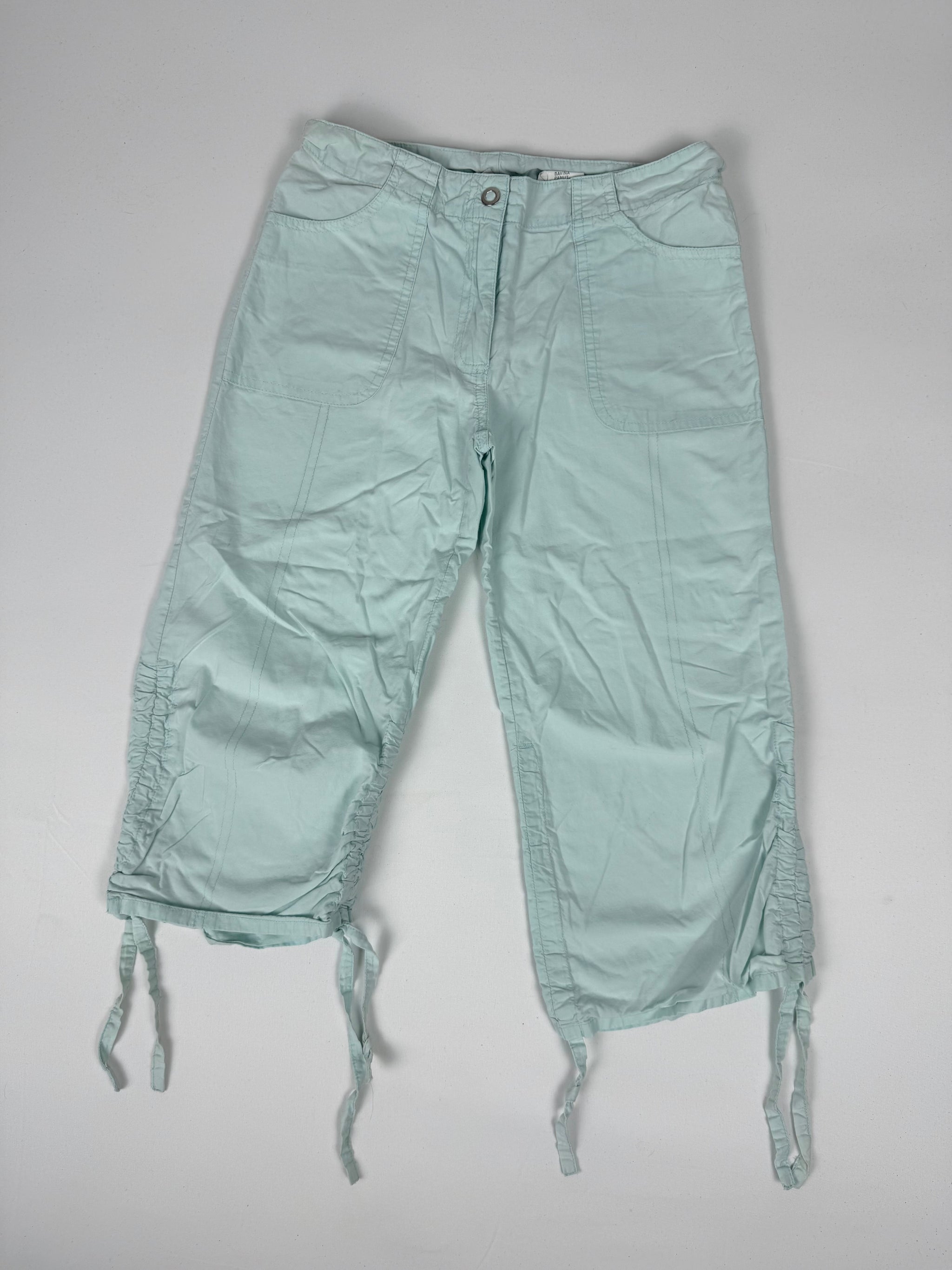 Baby blue ruched capri pants (XXS)