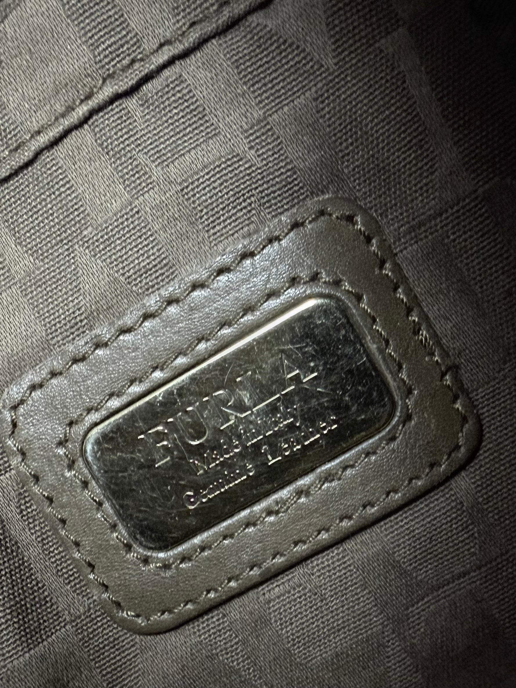 Brown real leather besace shoulder bag