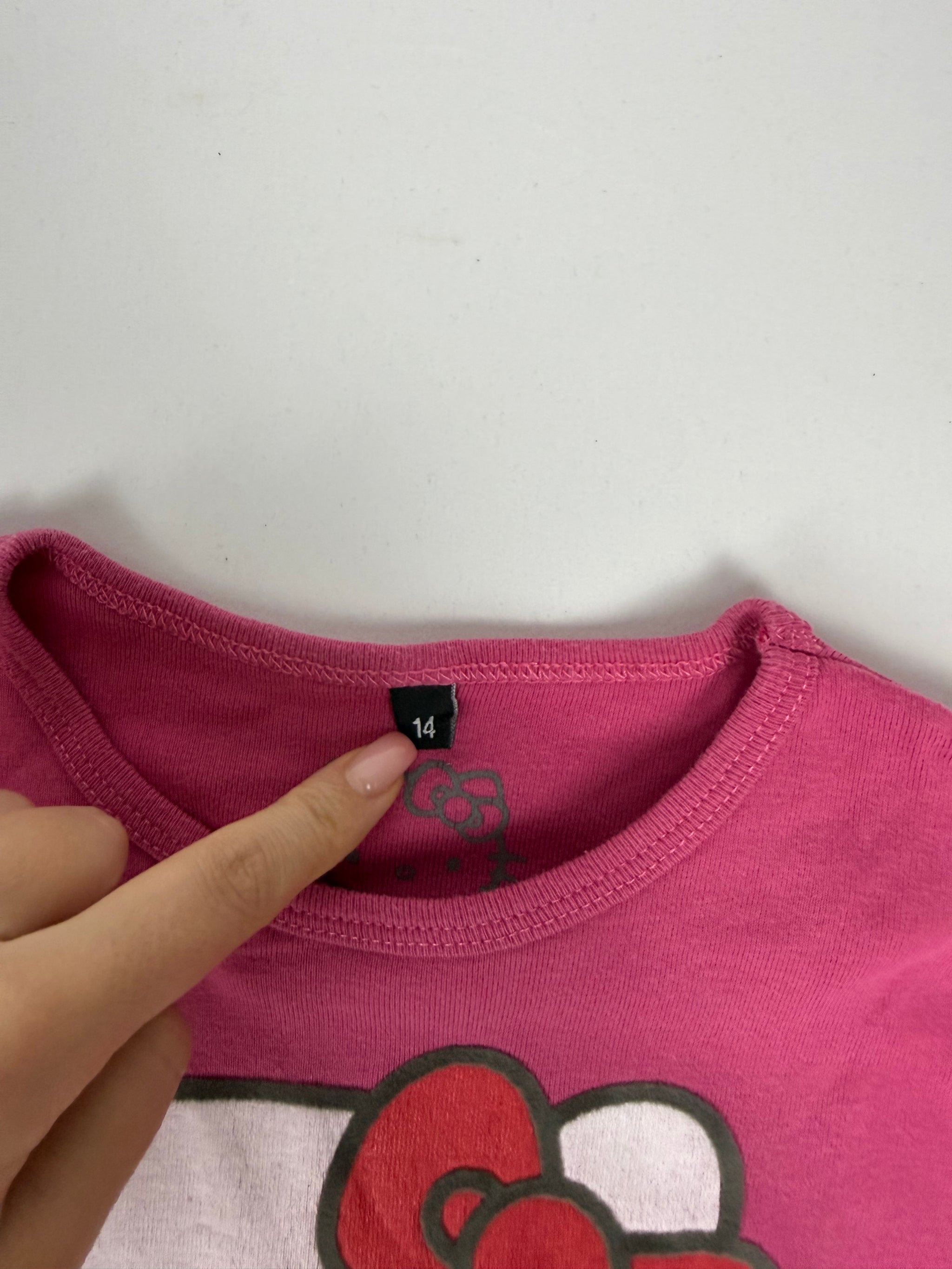 Pink cotton kitten logo tee (S)