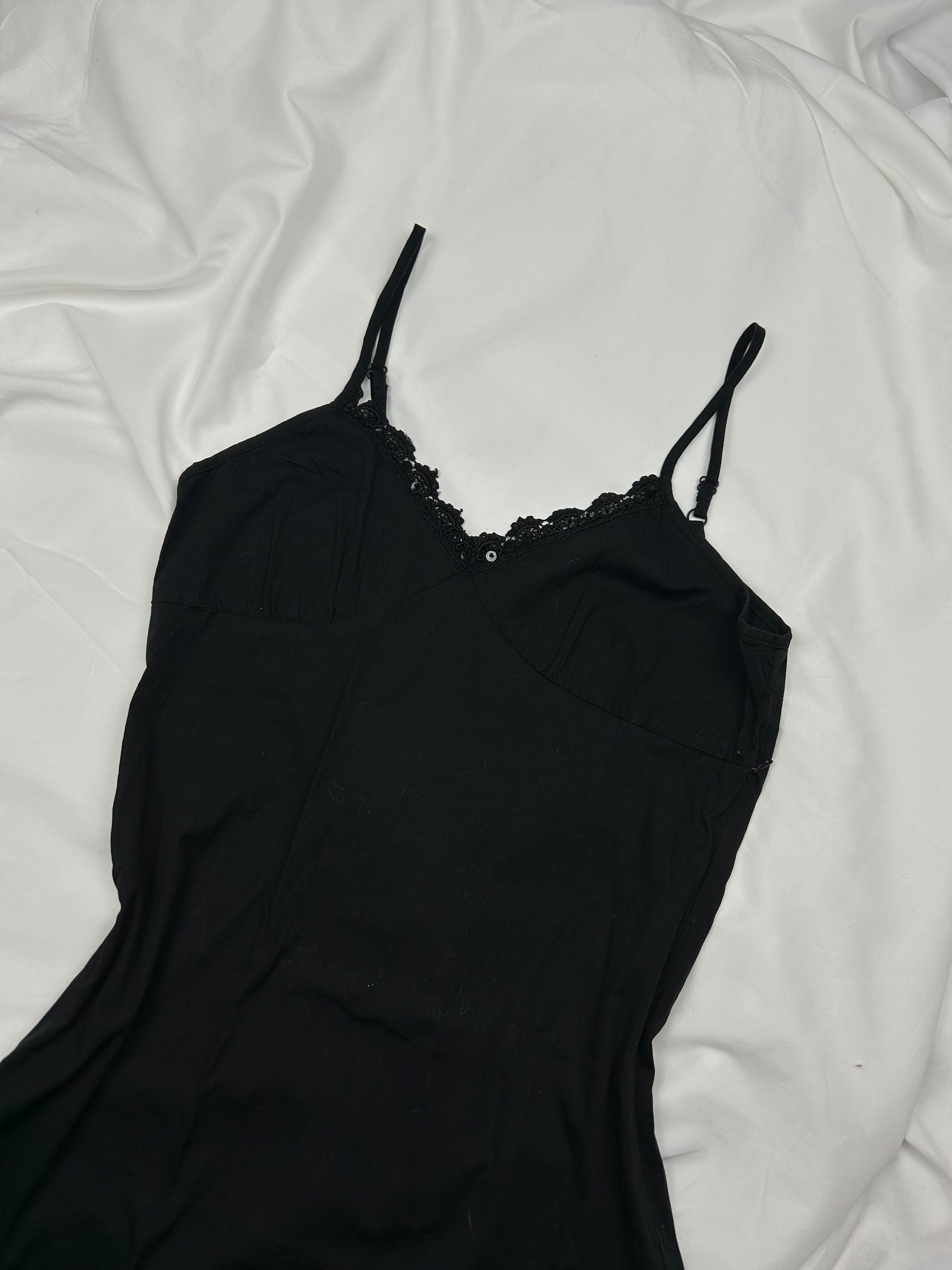 Black 100% coton asymmetric maxi dress (S)
