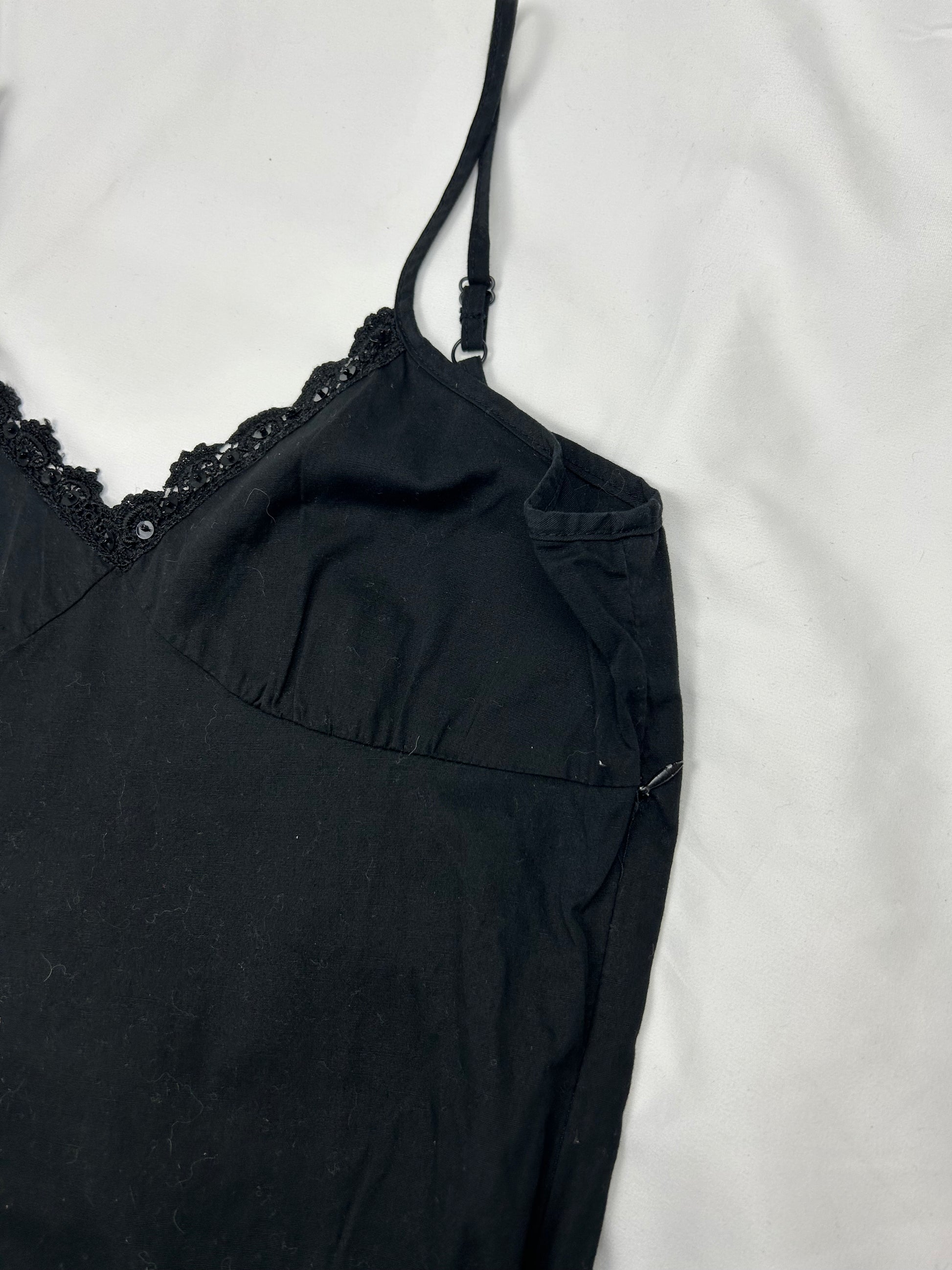 Black 100% coton asymmetric maxi dress (S)