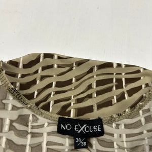 Khaki graphic print lycra summer mini halter dress (XS/S)