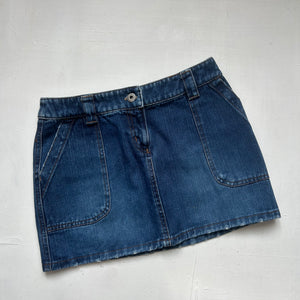 Navy blue low rise denim mini skirt (XS)