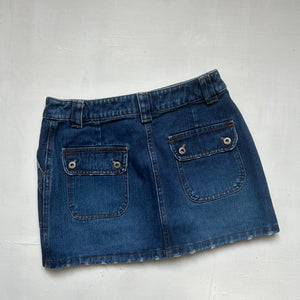 Navy blue low rise denim mini skirt (XS)
