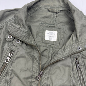Khaki zip up tight fit cotton biker jacket (XS)