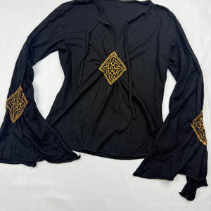 Black flared sleeves long sleeves top (S)